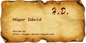 Höger Dávid névjegykártya
